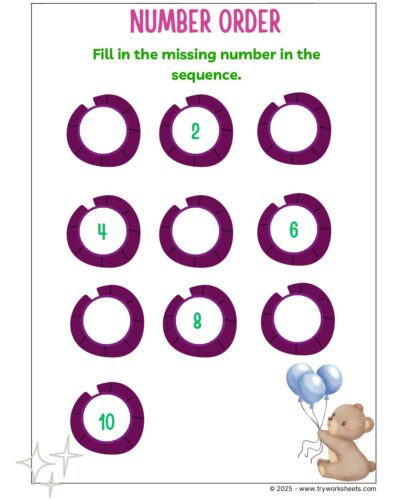 Math KG Worksheet – Number order