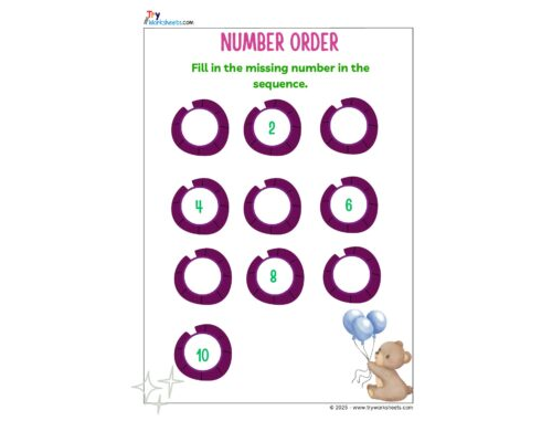 Math KG Worksheet – Number order