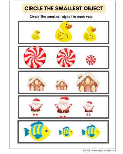 Math KG Worksheet – Circle The Smallest