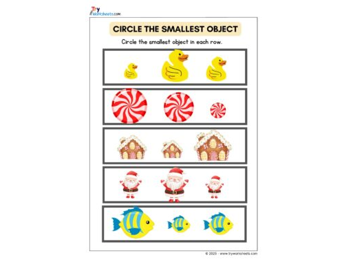 Math KG Worksheet – Circle The Smallest