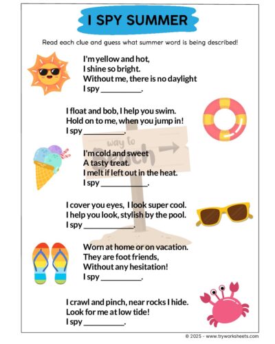 Kids Summer Worksheet – 1