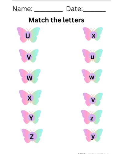 Match the Lowercase Alphabet  – Set 5