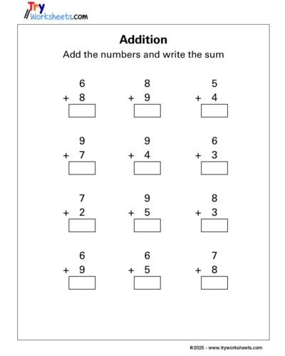 Math – Grade 1: Addition Worksheet