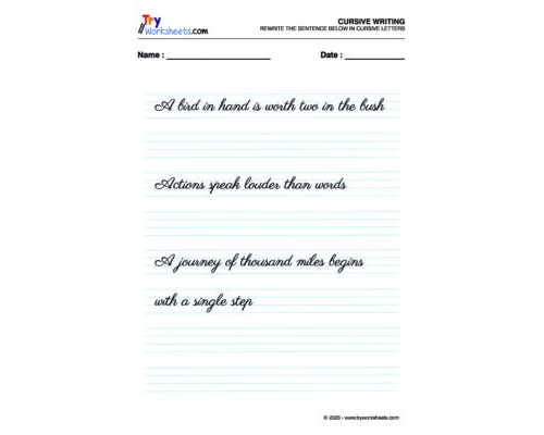 English Cursive Writing – 1