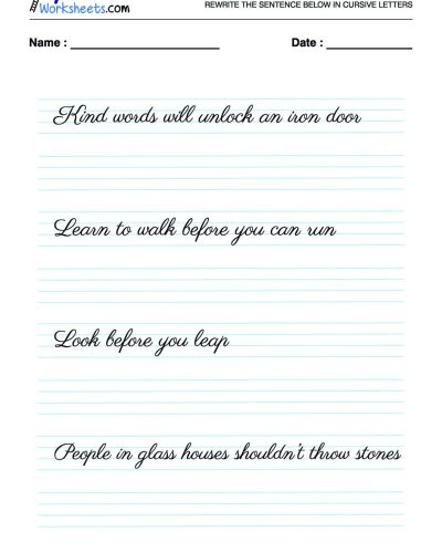 English Cursive Writing – 6