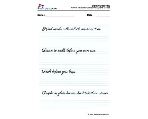 English Cursive Writing – 6