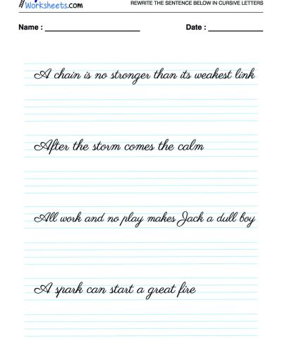 English Cursive Writing – 8