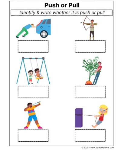 Science Grade 3 Worksheets – Push or Pull