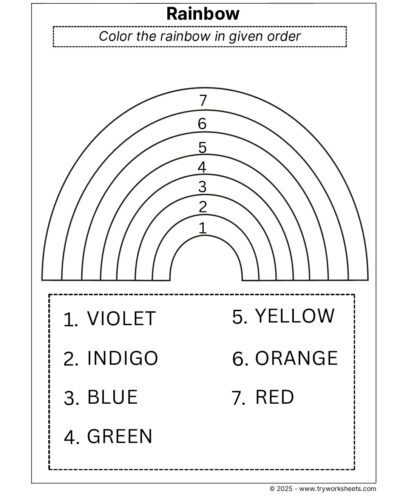Science Grade 1 Worksheet – Rainbow