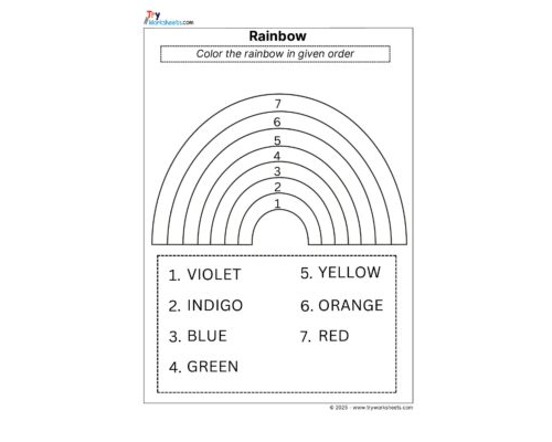 Science Grade 1 Worksheet – Rainbow