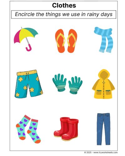 Science Grade 1 Worksheet – Rainy days