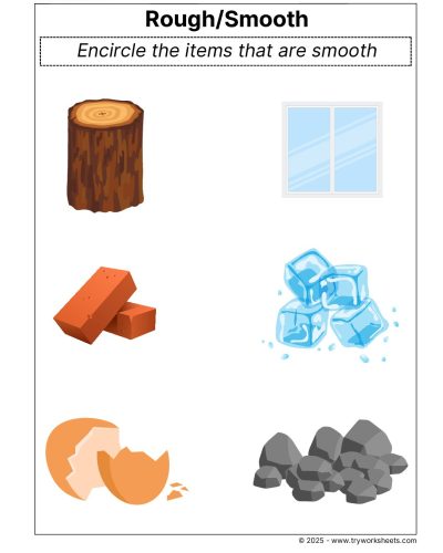 Science Grade 1 Worksheet – Rough or smooth