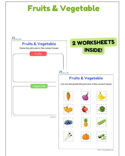 Science Activity Worksheets – Fruits & Vegetables | Cut & Paste for Kids