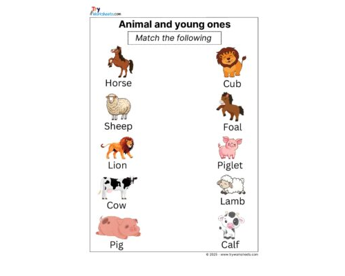 Science Grade 2 Worksheet Animals and young ones