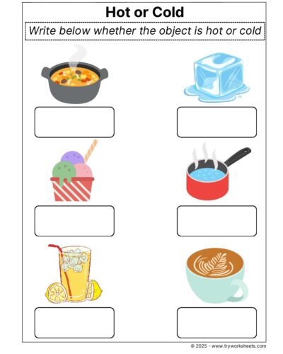 Science Grade 2 Worksheet Object Hot Cold