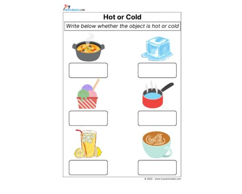 Science Grade 2 Worksheet Object Hot Cold