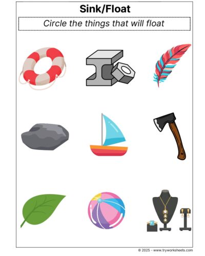 Science Grade 1 Worksheet – Sink or float
