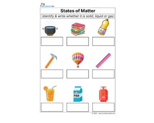 Science Grade 3 Worksheets – States of matter