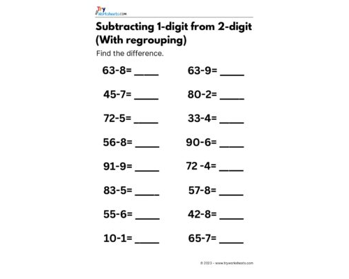 Maths – Grade 3 – Subtraction 1