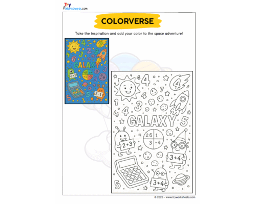Kids Summer Worksheet – Coloring Universe Galaxy