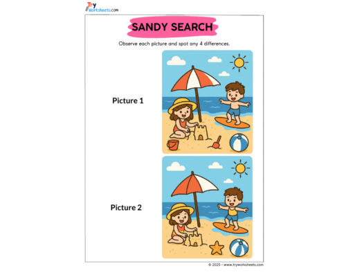 Kids Summer Worksheet – Spot the difference