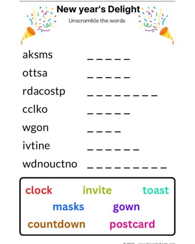 New Year – Unscramble the words