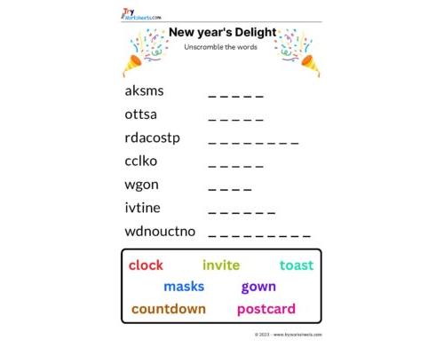 New Year – Unscramble the words