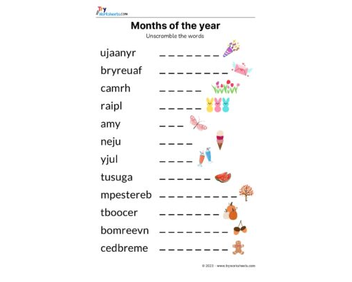 Months of the year – Unscramble the words