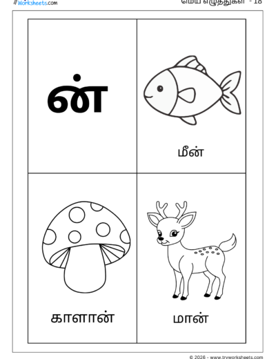 Tamil Mei Eluthukkal Coloring Worksheet – Letter ன்