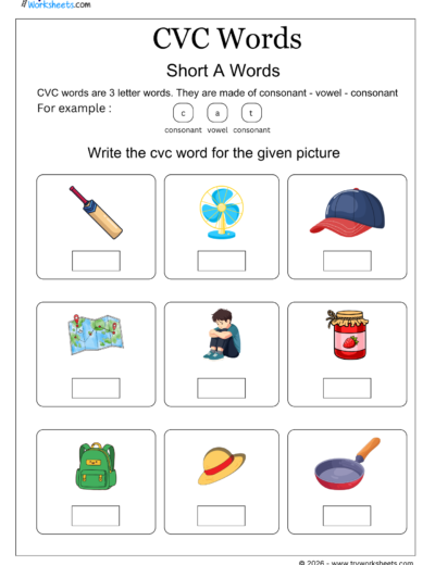CVC Words Worksheets – Printable CVC Word Activities for Kids