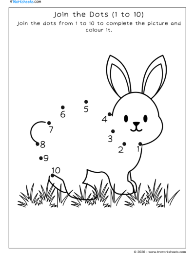 Math – Dot to Dot Worksheet 1 to 10 – A