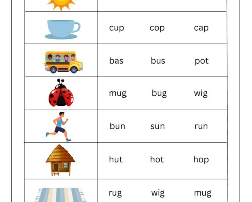 Grade 1 English Worksheet – Learn to Spell with Pictures