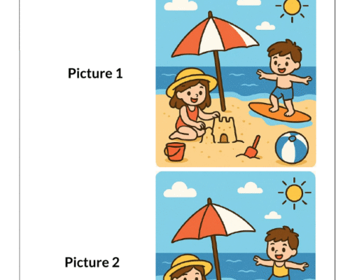 Kids Summer Worksheet – Spot the difference