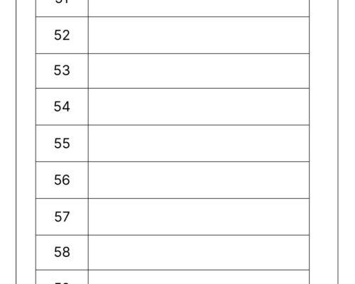 Write the Number Name for the Given Number (51 to 60)