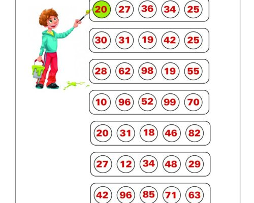 Math Grade 1 – Find and Color the Smallest Number Worksheet