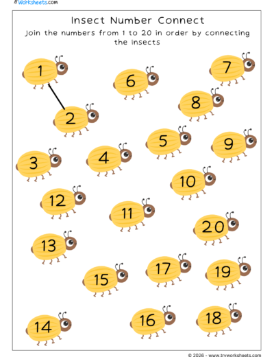 Forward and Backward Counting Worksheets-Insect Number Connect