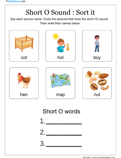 Short Vowel Sounds Worksheets-Short  O