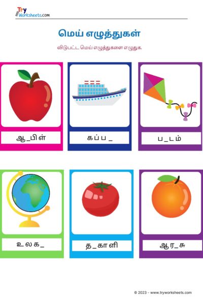 விடுபட்ட மெய் எழுத்துகளை எழுதுக.