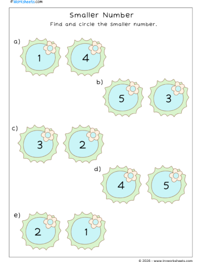 Smaller Number Worksheets for Lower Kindergarten