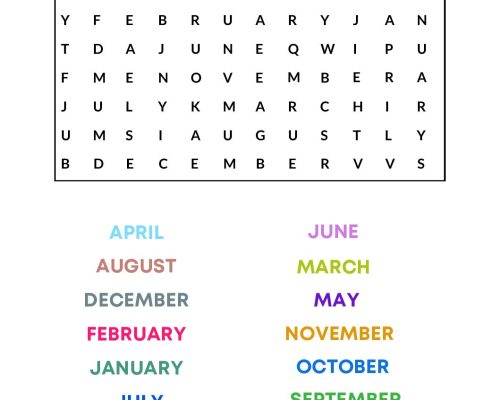 Months name worksheets