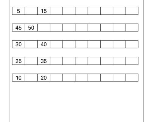 Math – Grade 1: Counting by 5’s Worksheet | Fill in the Missing Numbers