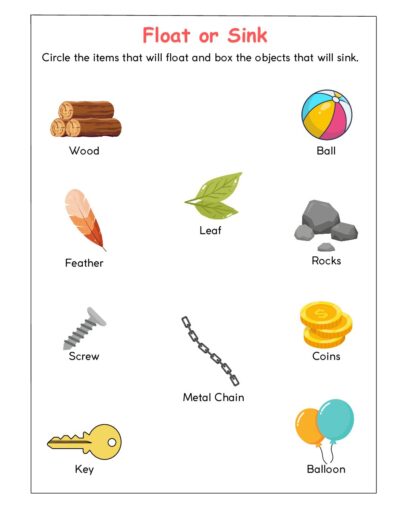 Science Grade 3 Worksheets -Float or Sink