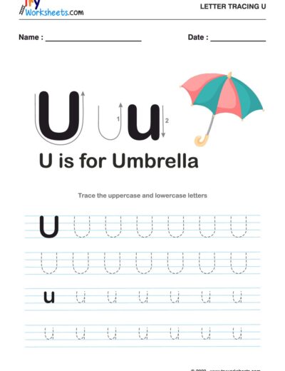 Tracing  Letter – U