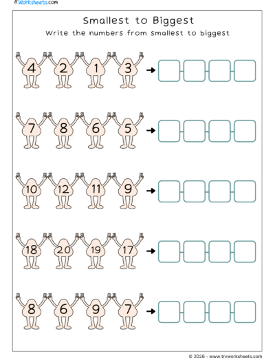 Comparing Numbers Worksheets for Kids |Smallest to Biggest-B