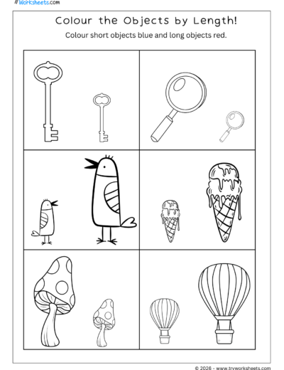 Comparing Numbers – Colour the Objects by Length!