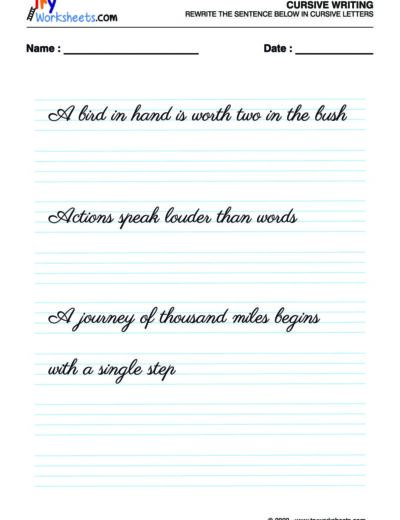 English Cursive Writing – 1