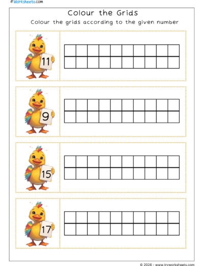 Counting Numbers Worksheets for Kids | Color the grids