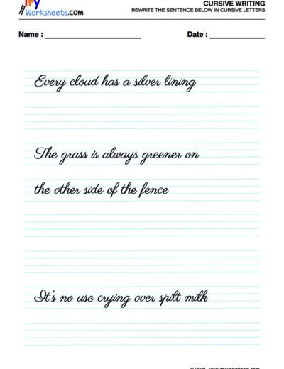 English Cursive Writing – 5