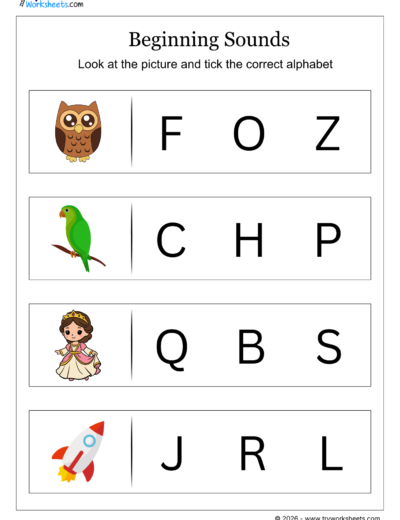 Beginning Sounds : Circle the First Letter of Each Picture