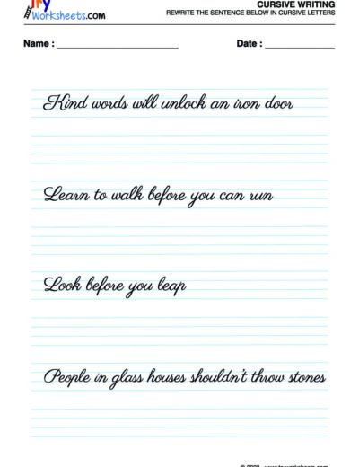 English Cursive Writing – 6
